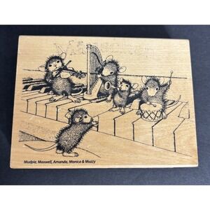 House Mouse Musical Mice Rubber Stamp Stampendous HMR24 Ellen Jareckie 2006
